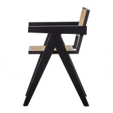 ARTD BLACK RATTAN AND WOOD DINING CHAIR - CHAIRS, STOOLS